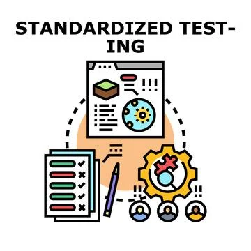 Standardized testing process analyzing educational assessment data Illustrazione stock