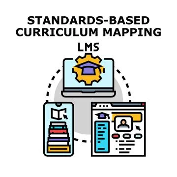 Standards based curriculum mapping learning management system concept 库存插图
