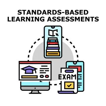 Standards based learning assessments digital education concept Stock Illustration