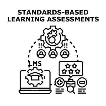 Standards based learning assessments system concept developing Illustrazione stock