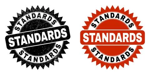 STANDARDS Black Rosette Stamp Seal with Rubber Style Stock Illustration