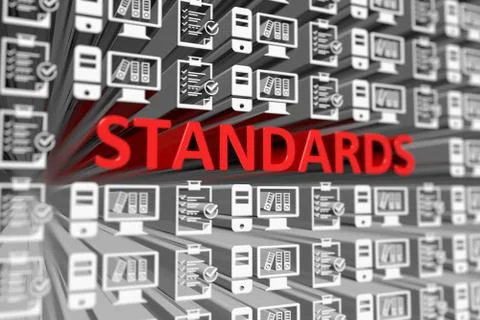 STANDARDS concept blurred background 3d render illustration Stock Illustration