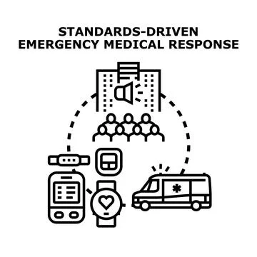 Standards driven emergency medical response concept vector 스톡 일러스트
