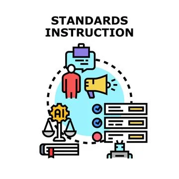 Standards instruction creating guidelines for education and compliance Stock Illustration
