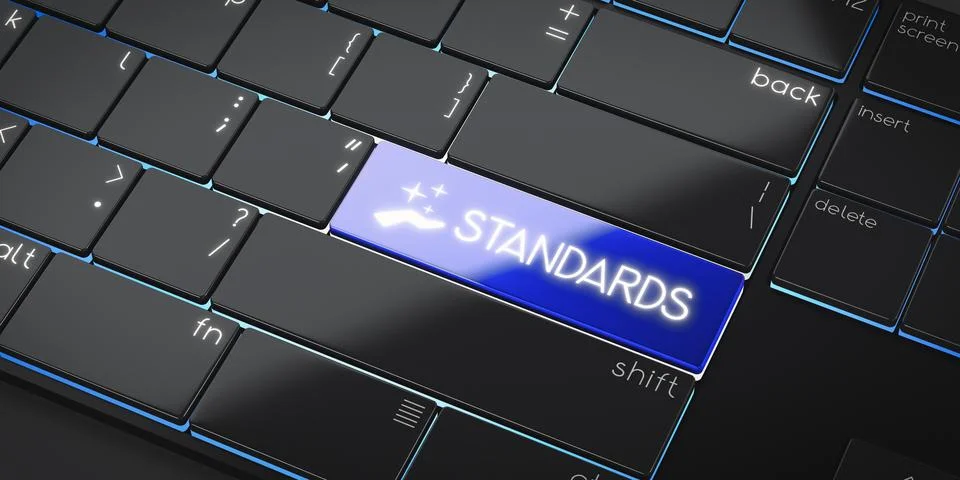 Standards - modern computer keyboard - 3D illustration 스톡 일러스트