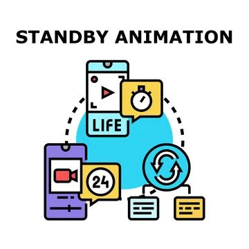 Standby animation concept with mobile devices and process cycle Illustrazione stock