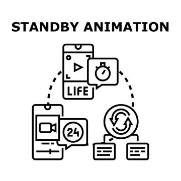 Standby animation concept with mobile devices and process cycle Stock Illustration