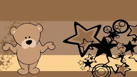 Standig teddy bear chibi kid character cartoon background Stock Illustration
