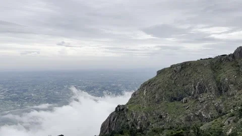 Standing Above the Clouds with a Stunning Plain View Stock Footage 291383439