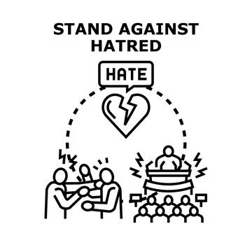 Standing against hatred combating prejudice and discrimination concept Stock Illustration