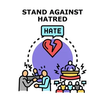 Standing against hatred combating prejudice and discrimination concept Stock Illustration