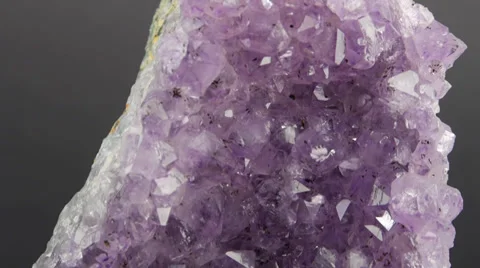 Standing Amethyst Crystal Geode on Grey Background Stock Footage 27818067