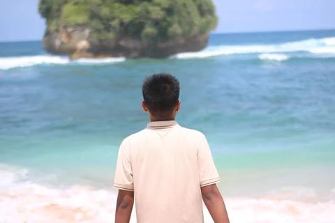 Standing and Seeing the Beach Stock Photos