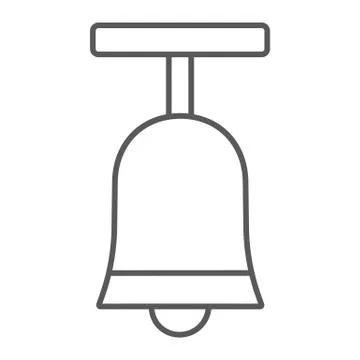 Standing bell thin line icon, easter and religion, bell sign, vector graphics, a Stock Illustration