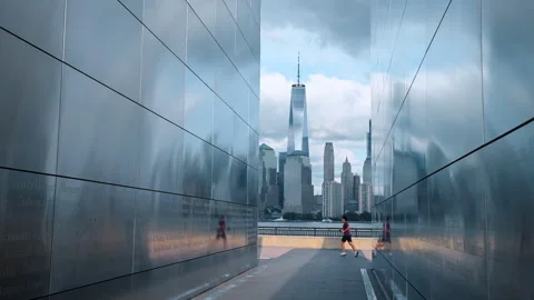 Standing between the metal walls of Empty Sky Memorial in New Jersey. One World Видео 327556167
