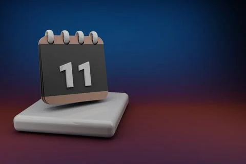 Standing black and red month lined desk calendar with date 11. Modern design  Stock Illustration