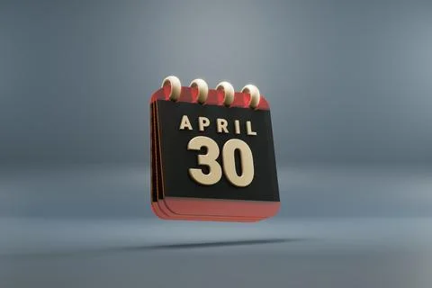Standing black and red month lined desk calendar with date April 30. Modern d Stock Illustration