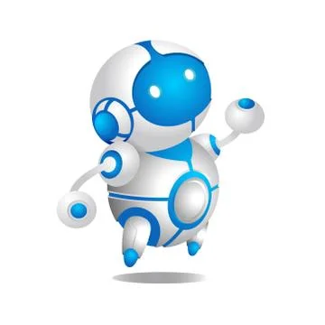 Standing Blue Robot gradient Illustration Stock Illustration