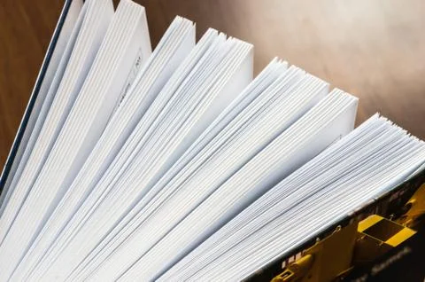 Standing book on the table in library Stock Photos