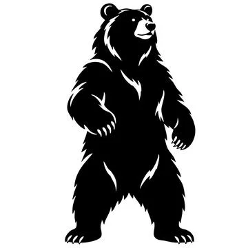 Standing Brown Bear Silhouette on Hind Legs Stock Illustration