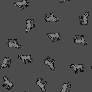 Standing bul animal vector seamless pattern Stock Illustration