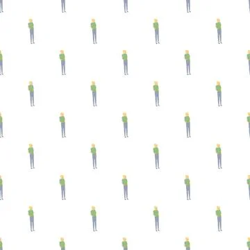 Standing cartoon characters seamless repeating pattern background Иллюстрация