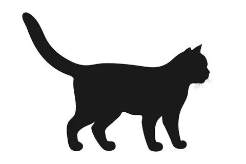 Standing cat silhouette, side view. Cat silhouette in profile Illustrazione stock