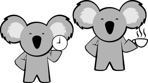 Standing chibi koala cartoon set illustration Stock Illustration