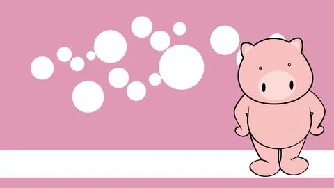 Standing chibi piggy kid cartoon background Stock Illustration