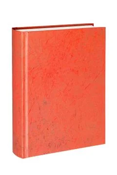 Standing closed red book in white background Stock Photos