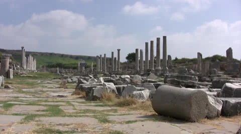 Standing columns at Perge in Turkey Stock-Footage 25648689