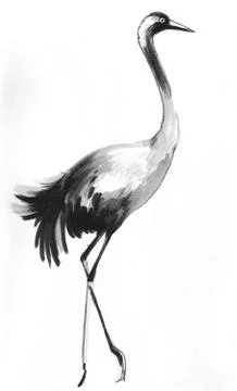 Standing crane Stock Illustration