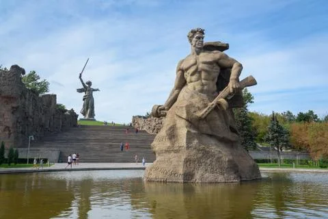 Standing to the Death Square. Memorial complex Mamayev Kurgan in Volgograd Stock Photos