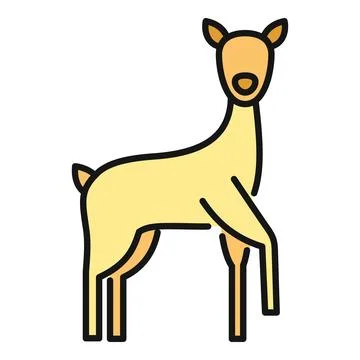 Standing deer cartoon flat vector icon illustration Stock Illustration