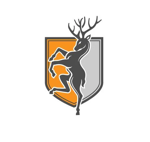 Standing deer with colorful shield Stock Illustration
