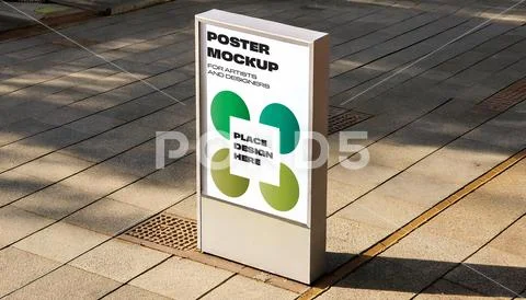 Standing display ad in a public square PSD Template