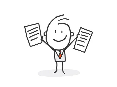 Standing with docs and showing papers flat style design Stock Illustration