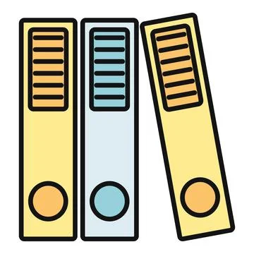 Standing document binders organizing office archives file storage Stock Illustration