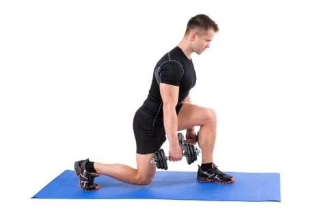 Standing Dumbbell Split-Squat Workout Stock Photos