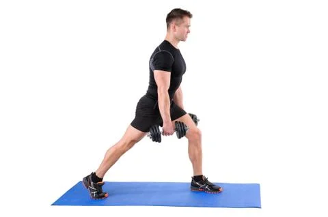 Standing Dumbbell Split-Squat Workout Stock Photos