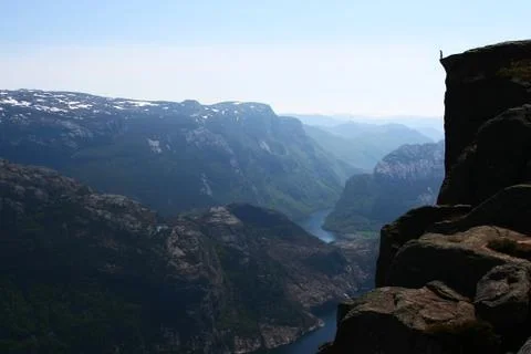Standing at the Edge - Norwegian Fjord Stock Photos