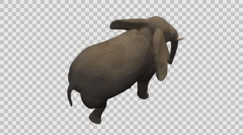 Standing Elephant - Back Right Axo View - Embedded Alpha Vídeos de archivo 61456178