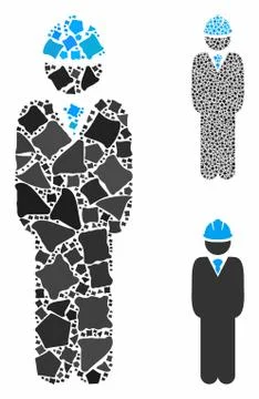 Standing engineer Composition Icon of Joggly Items Stock Illustration