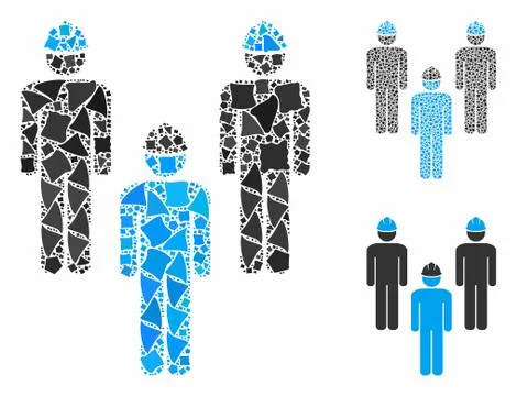 Standing engineer group Composition Icon of Bumpy Parts Illustrazione stock