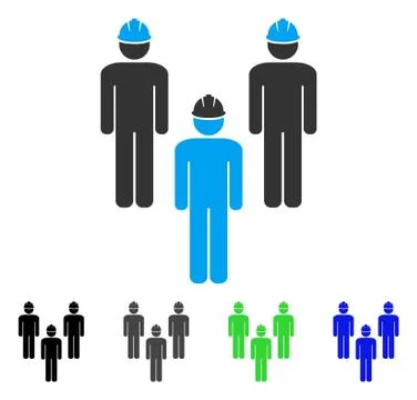 Standing Engineer Group Flat Icon Stock Illustration