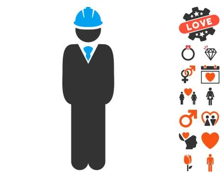 Standing Engineer Icon With Bonus Stock Illustration