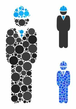 Standing engineer Mosaic Icon of Circle Dots Illustrazione stock