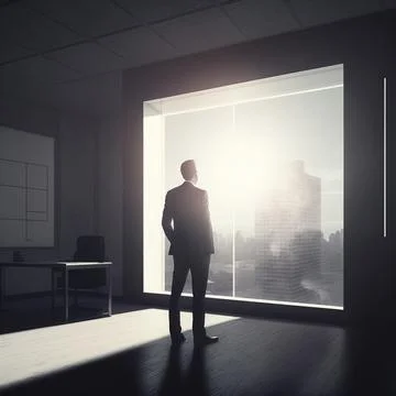 Standing in front of a dramatic window Stock Illustration