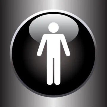 Standing human icon on black button Stock Illustration