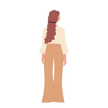 Standing lady backside dressed in casual clothes Illustrazione stock